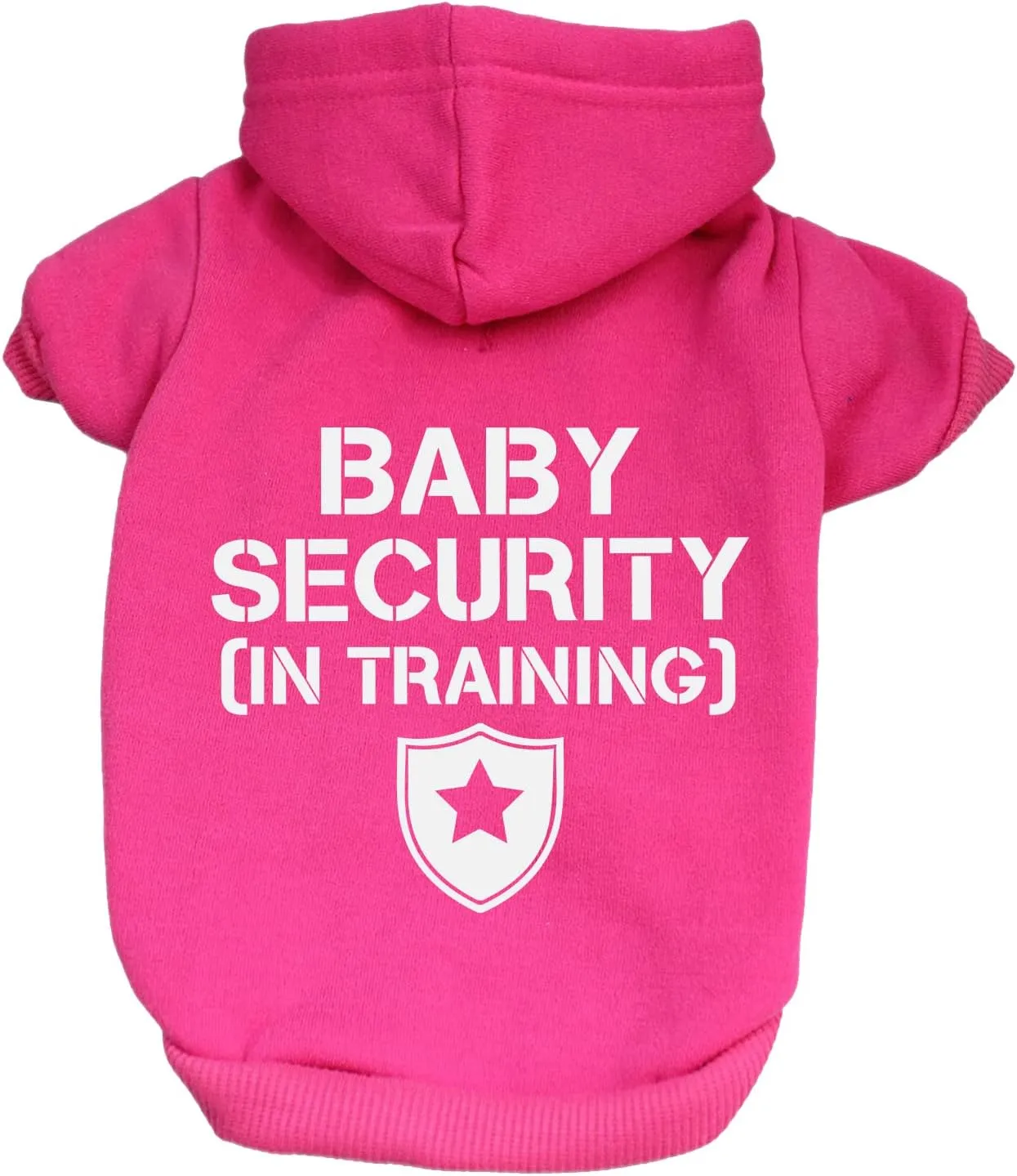 Baby Security in Training Pullover Fleece Lined Dog Hoodie with Leash Hole Sweatshirt (Hot Pink)