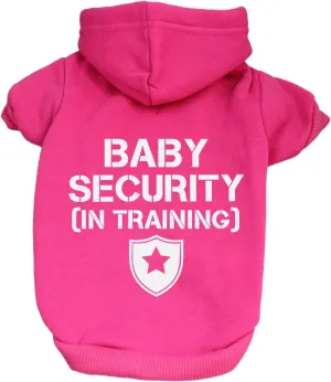 Baby Security in Training Pullover Fleece Lined Dog Hoodie with Leash Hole Sweatshirt (Hot Pink)