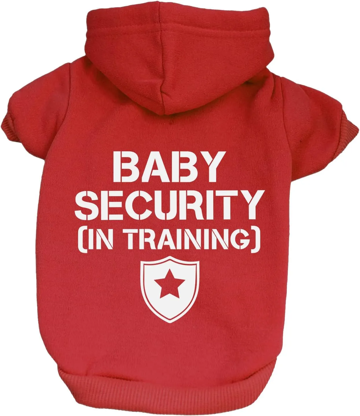 Baby Security in Training Pullover Fleece Lined Dog Hoodie with Leash Hole Sweatshirt (Red)
