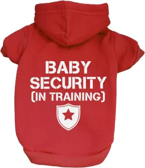 Baby Security in Training Pullover Fleece Lined Dog Hoodie with Leash Hole Sweatshirt (Red)