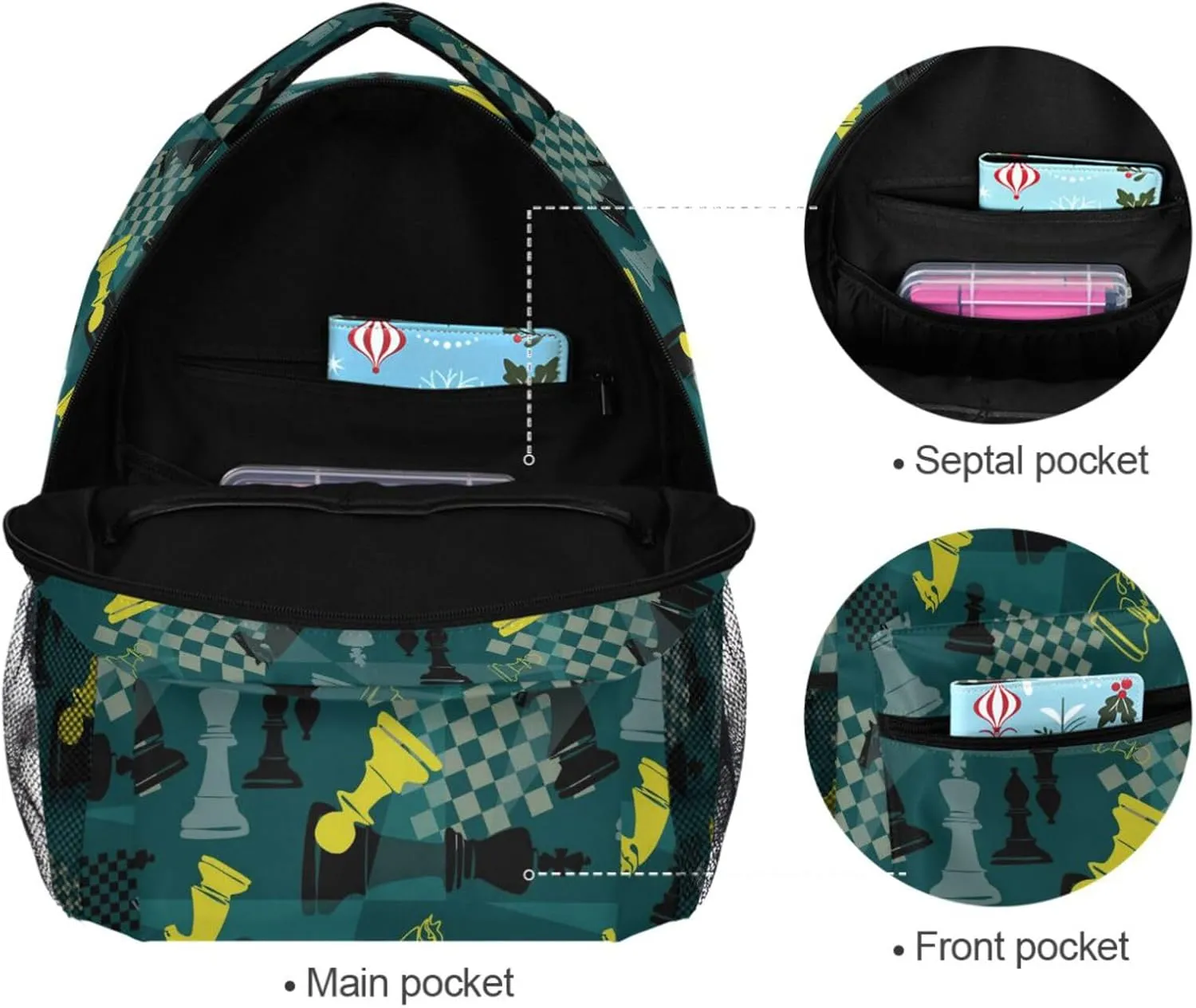Backpack Chess Board Bookbag Daypack Travel Hiking Camping School Laptop Bag