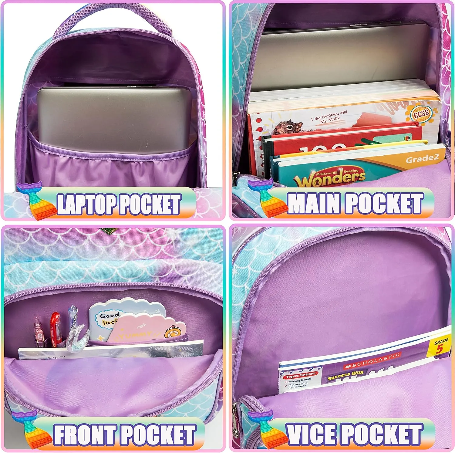 Backpack for Girls Elementary Preschool Kids Lunch Box for School