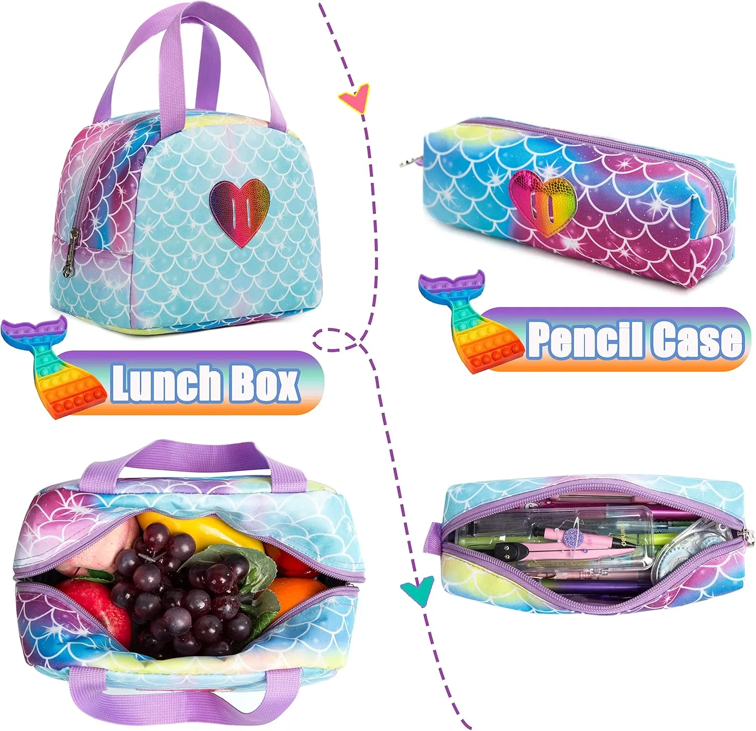 Backpack for Girls Elementary Preschool Kids Lunch Box for School