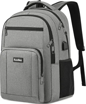 Backpack for Men and Women, 17.3 Inch School Backpacks for Teen Boys Girls, Large Bookbag with USB Charger Port, Water Resistant College Laptop Backpack, Grey