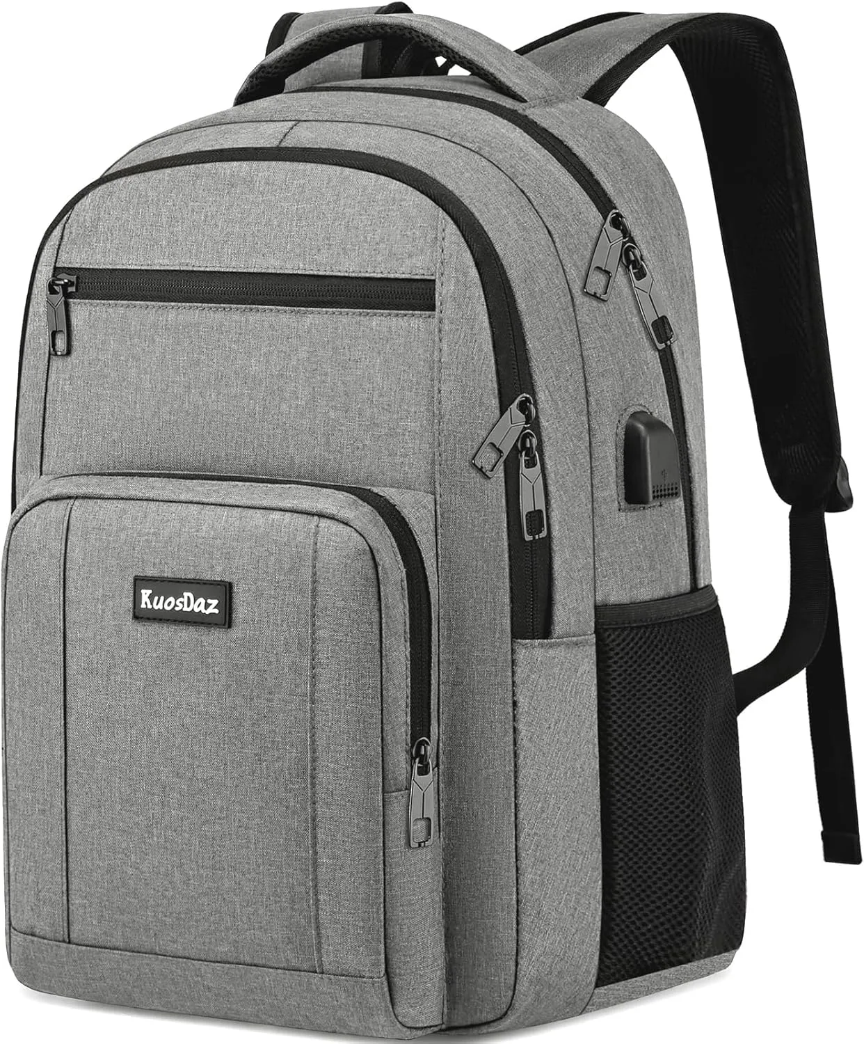 Backpack for Men and Women, 17.3 Inch School Backpacks for Teen Boys Girls, Large Bookbag with USB Charger Port, Water Resistant College Laptop Backpack, Grey