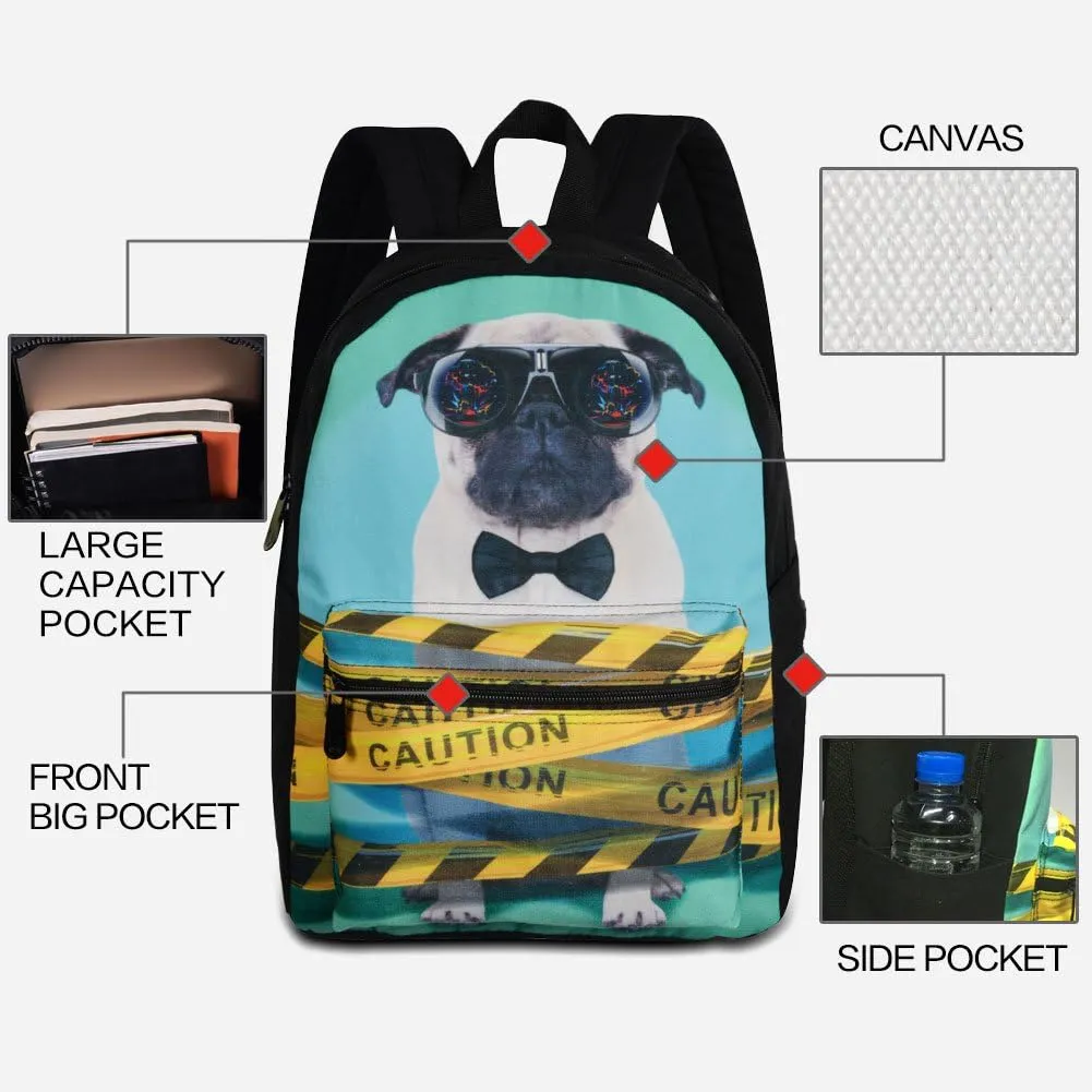 Backpack with Pencil Bag, Animal 3D Fox Pattern for Age 6-15 Years Old Kids Boys Girls