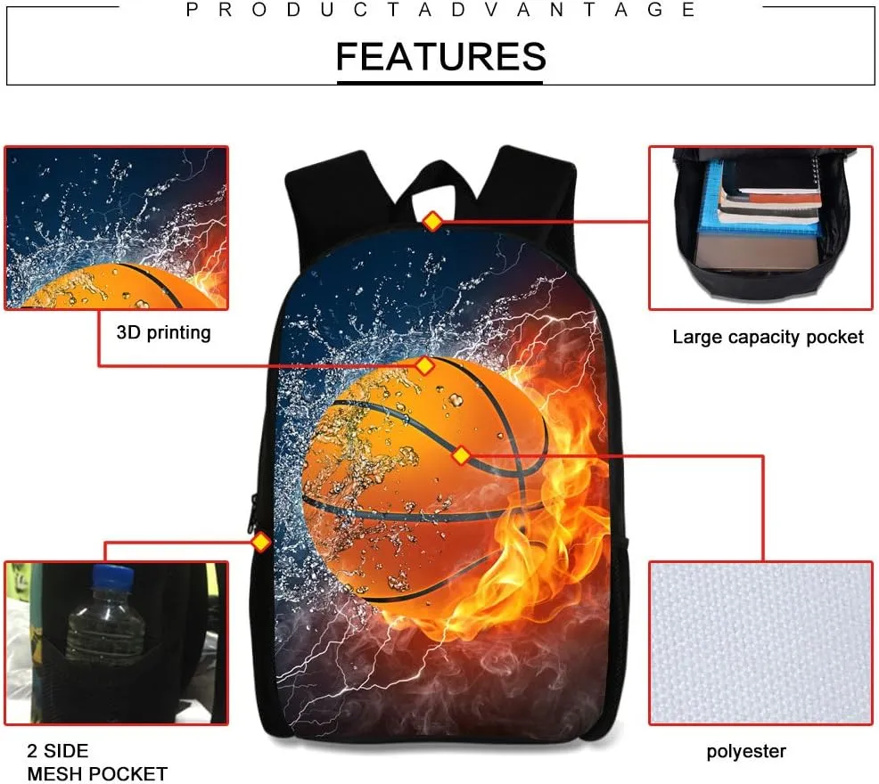 Backpack with Pencil Bag, Animal 3D Fox Pattern for Age 6-15 Years Old Kids Boys Girls