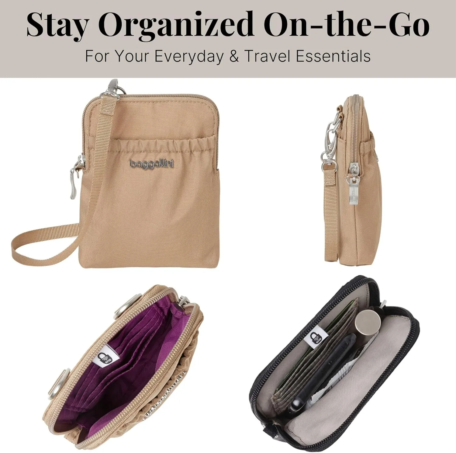 Baggallini Bryant Pouch Small Crossbody Bag for Women - Phone Purse with Crossbody Strap - Lightweight Crossbody Pouch