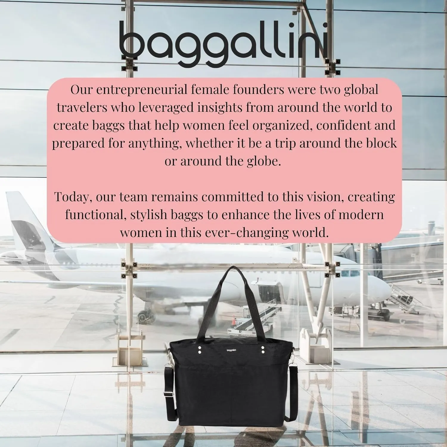 Baggallini Carryall Laptop Tote-Medium 12x19 Inch Travel Crossbody Shoulder Bag