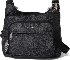 Baggallini Securtex Anti-Theft Crossover Crossbody Bag for Travel 11”W x 8.5”H, RFID, Built-in Wallet, Locking Zippers