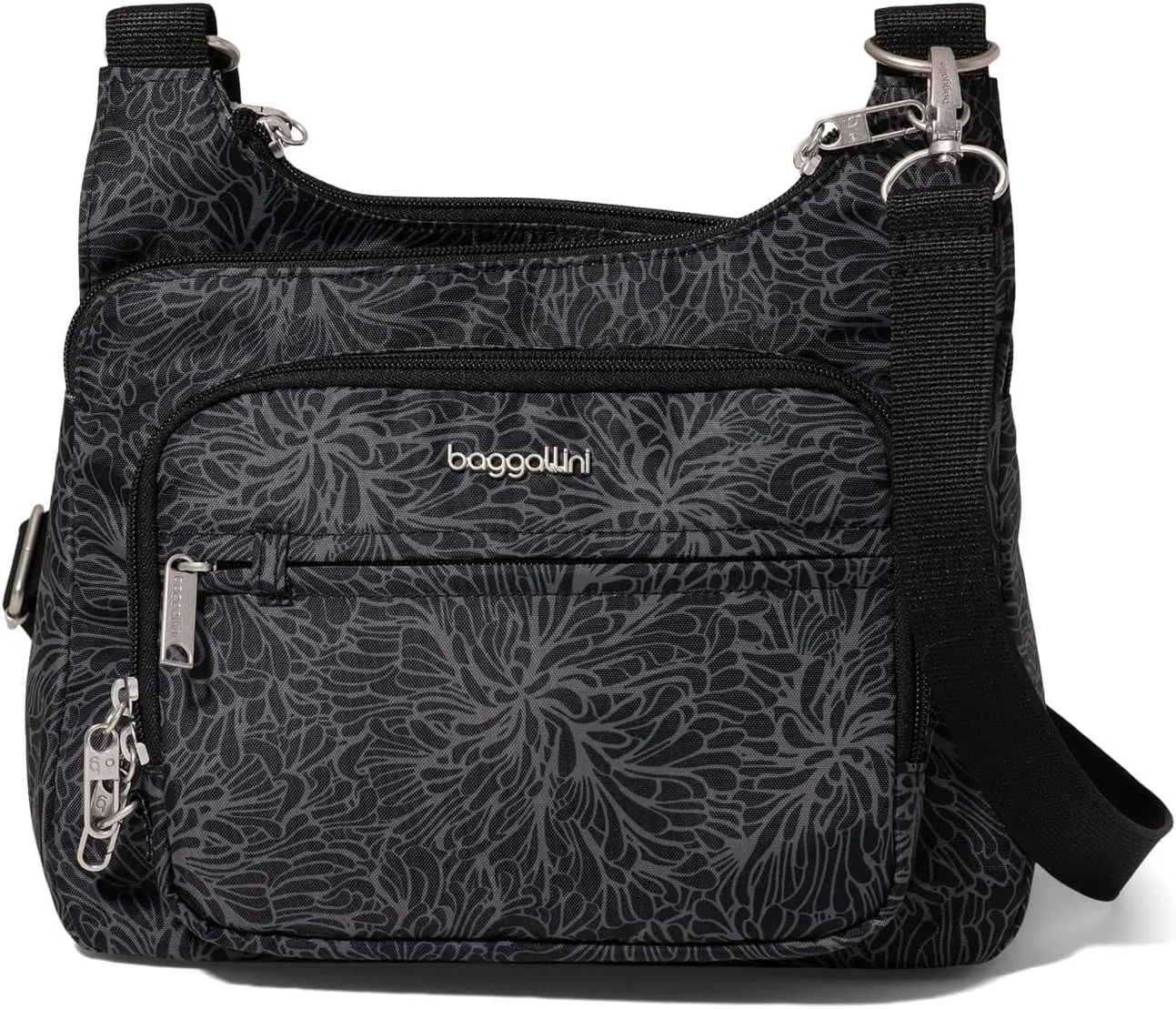Baggallini Securtex Anti-Theft Crossover Crossbody Bag for Travel 11”W x 8.5”H, RFID, Built-in Wallet, Locking Zippers
