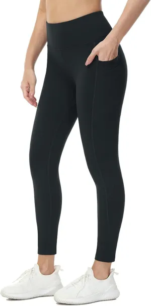 baleaf Fleece Lined Leggings Women Water Resistant 25" Petite Winter Warm Legging Thermal Running Tights Yoga Hiking Pants Black XL
