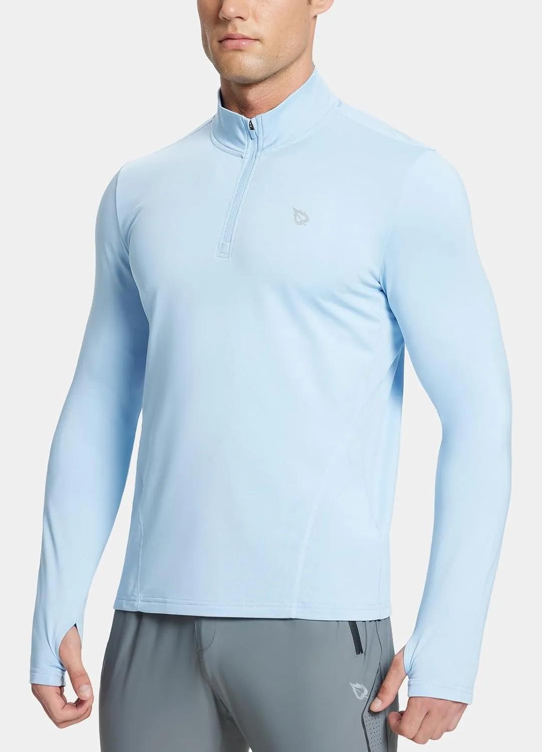 baleaf Mens Long Sleeve Running Shirts Fleece Pullover Quarter Zip Pockets Cold Weather Winter Gear