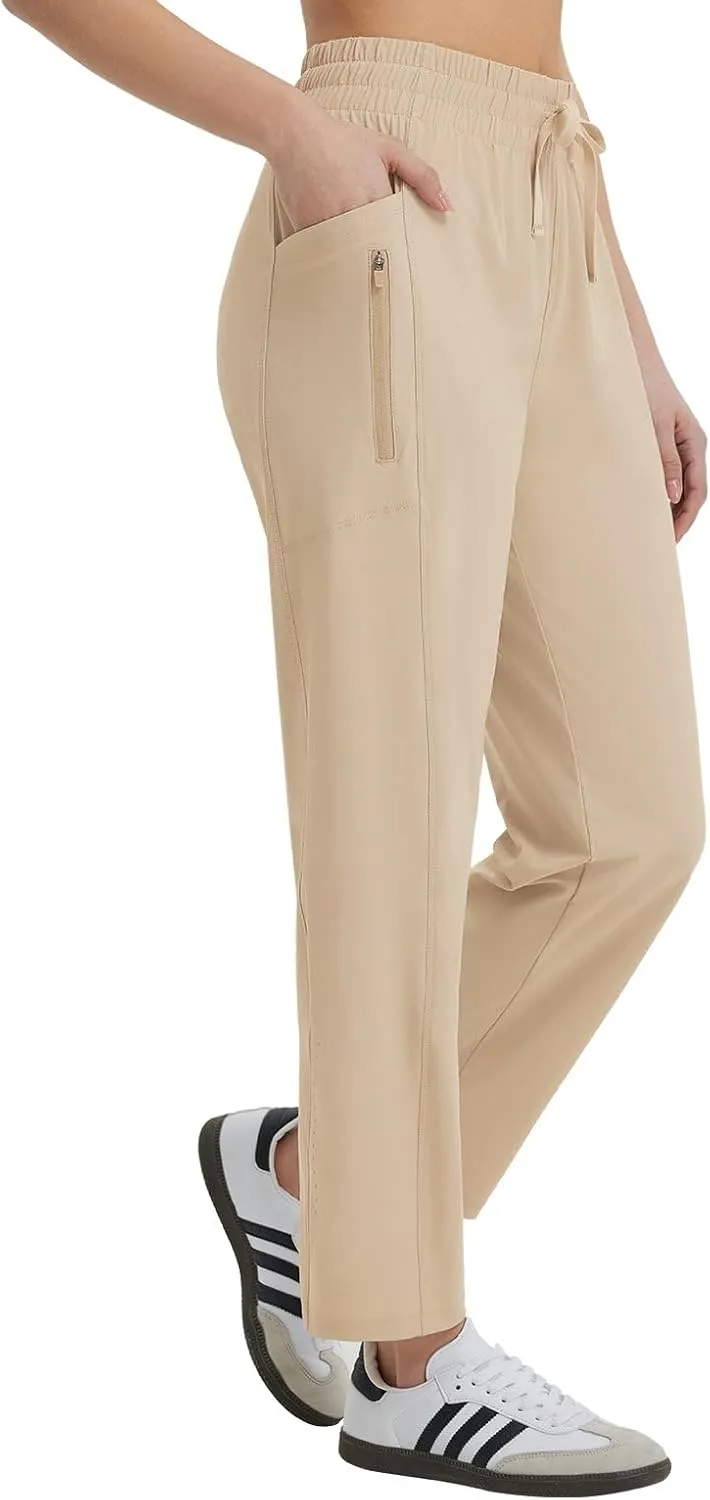 baleaf Women's Athletic Running Pants Stretch Quick Dry Zipper Pocket High Waisted Sweatpants Hiking Walking UPF 50 