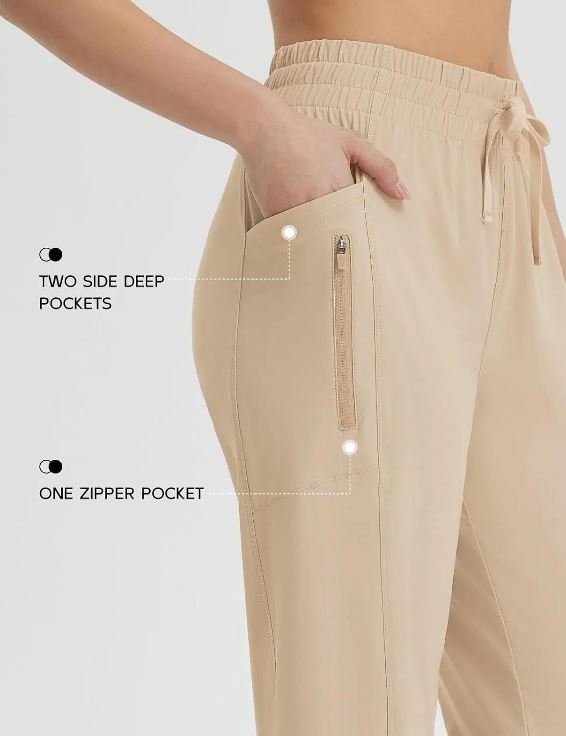 baleaf Women's Athletic Running Pants Stretch Quick Dry Zipper Pocket High Waisted Sweatpants Hiking Walking UPF 50 