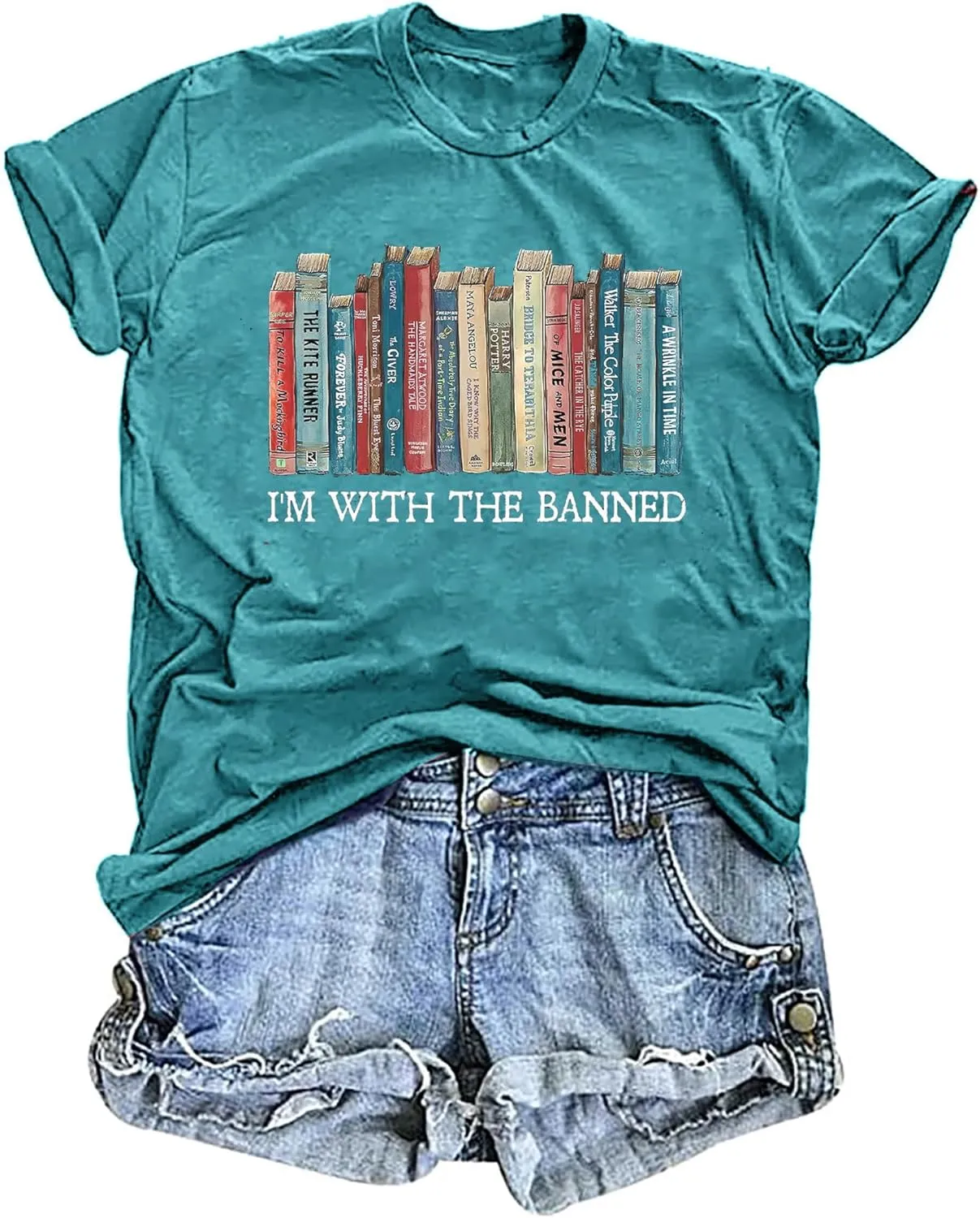 Banned Books T Shirts for Women I'm with The Banned Shirts Book Lover Gifts Casual Librarian Tops
