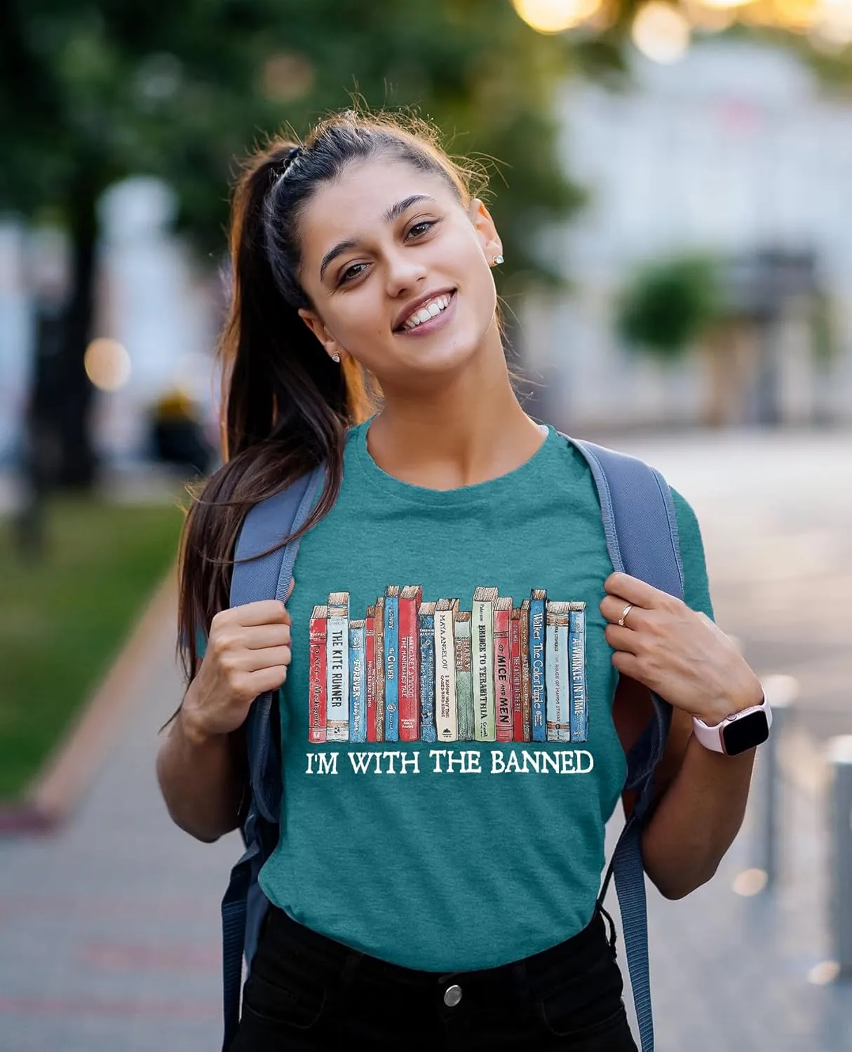 Banned Books T Shirts for Women I'm with The Banned Shirts Book Lover Gifts Casual Librarian Tops