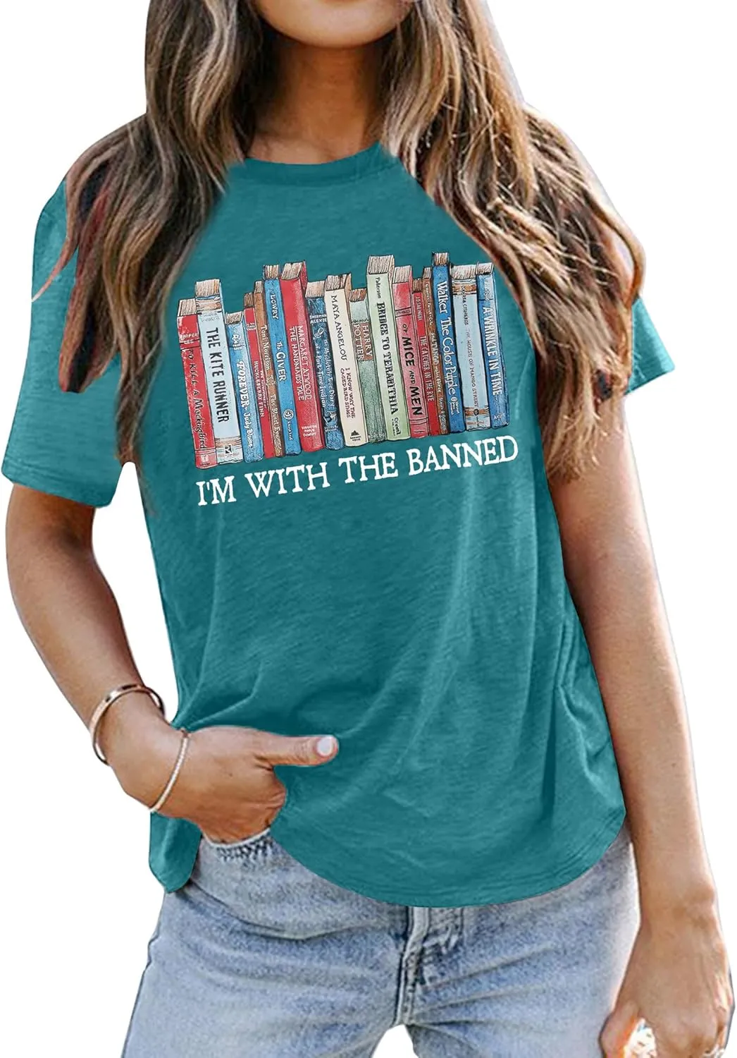 Banned Books T Shirts for Women I'm with The Banned Shirts Book Lover Gifts Casual Librarian Tops