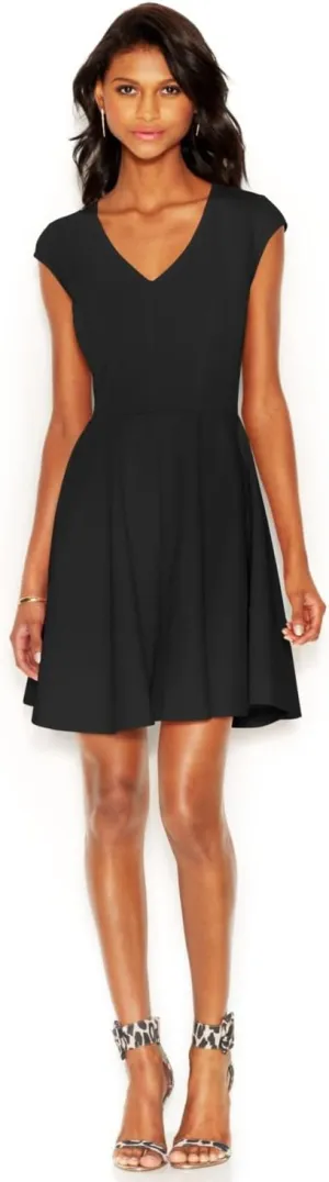 Bar III Womens Mini Fit & Flare Party Dress Black M