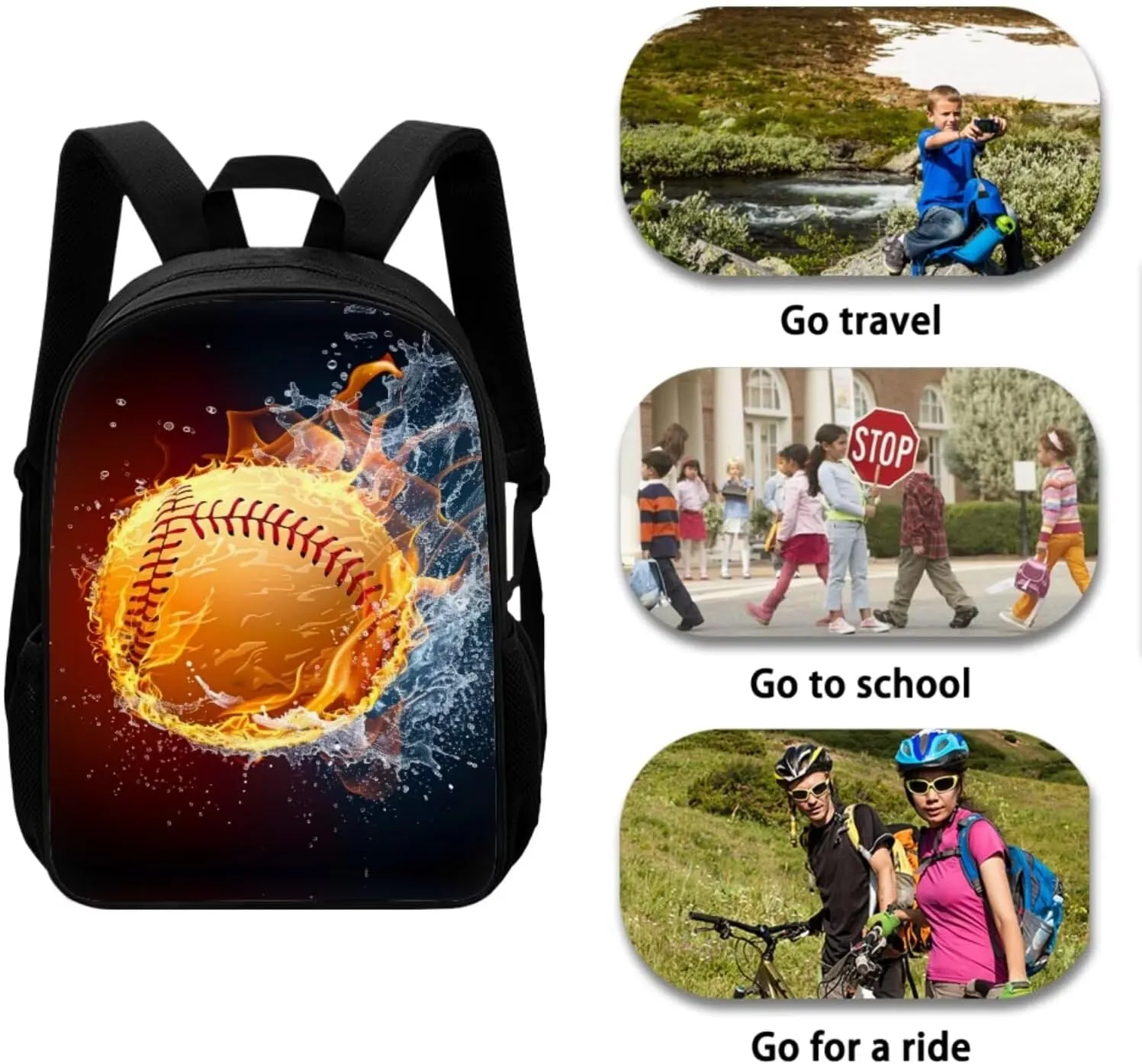 Baseball Kids' Backpacks & Lunch Boxes Pencil Bag for Girls Back to School MultiPurpose Kids Travel Backpack Book Bags for Kids and Bento Insulated Lunch Box Pencil Case Bag