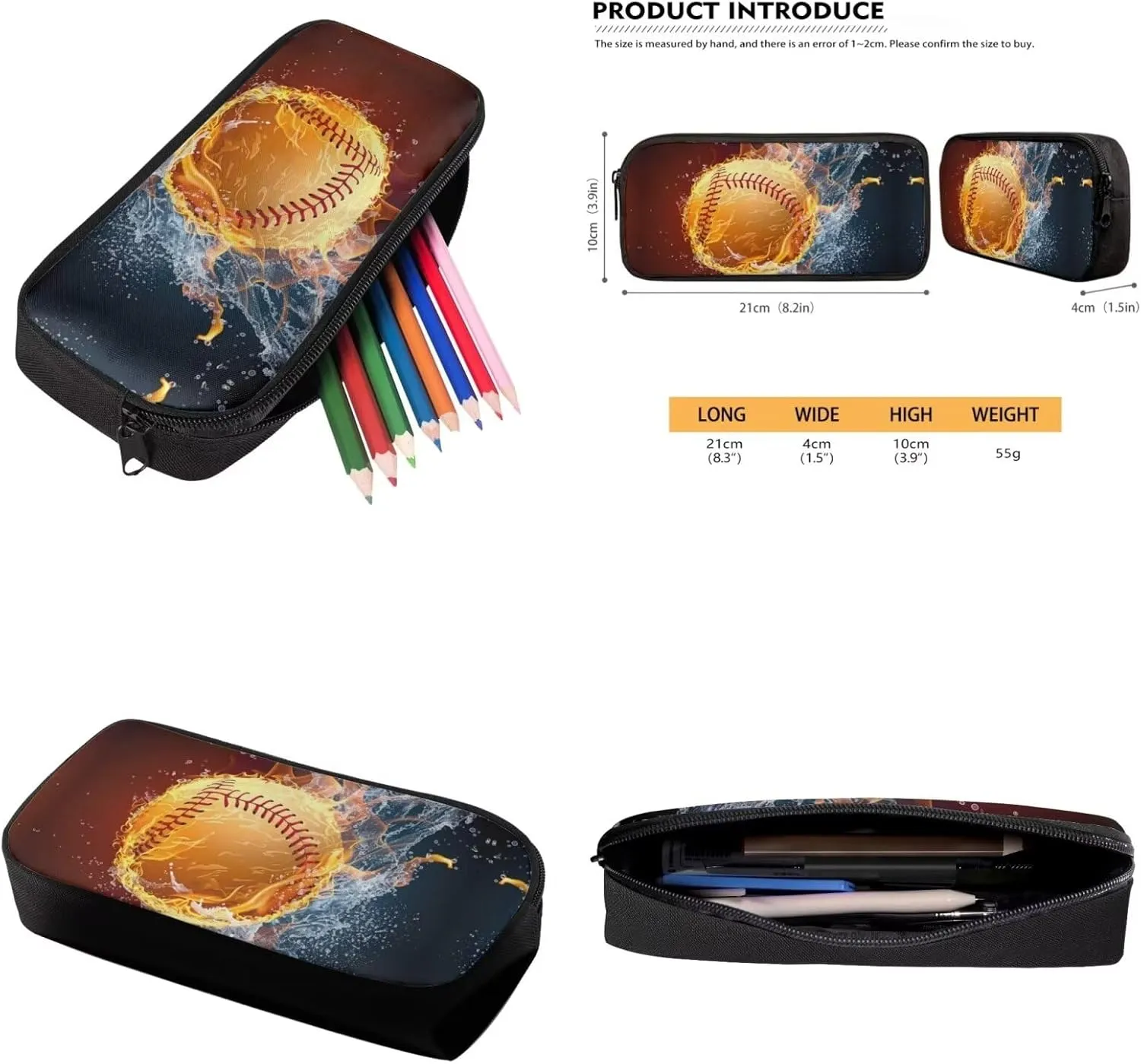 Baseball Kids' Backpacks & Lunch Boxes Pencil Bag for Girls Back to School MultiPurpose Kids Travel Backpack Book Bags for Kids and Bento Insulated Lunch Box Pencil Case Bag