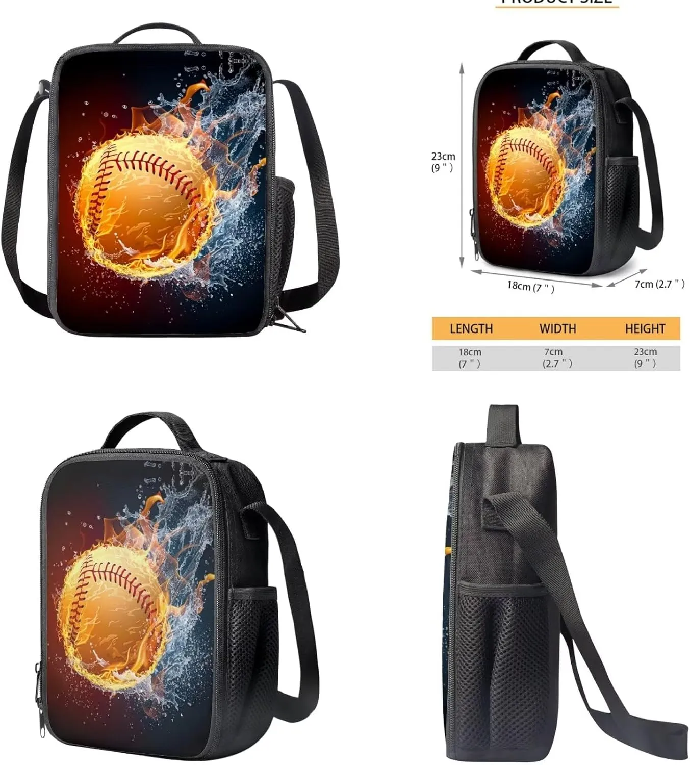 Baseball Kids' Backpacks & Lunch Boxes Pencil Bag for Girls Back to School MultiPurpose Kids Travel Backpack Book Bags for Kids and Bento Insulated Lunch Box Pencil Case Bag
