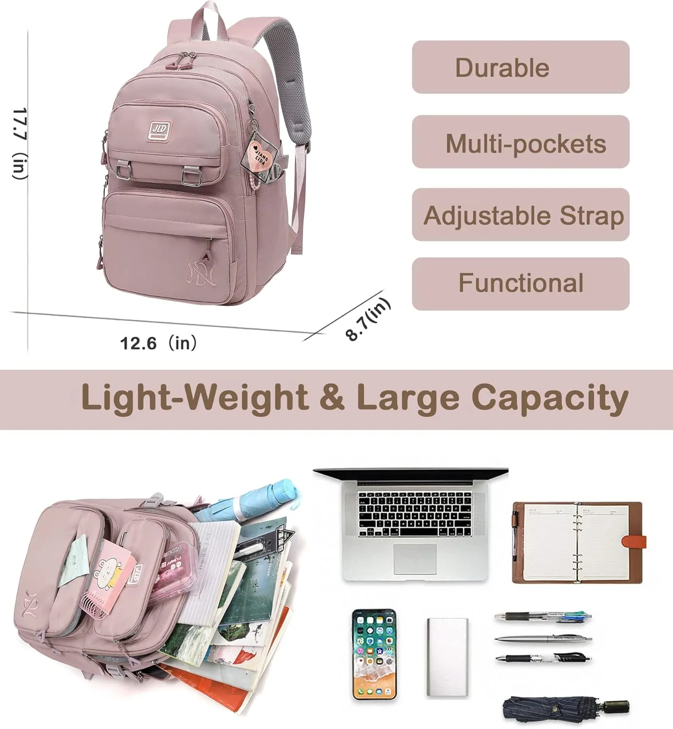BASICPOWER School Backpack for Girls Boys, Laptop Backpack Middle High School Student Bookbag for Teens