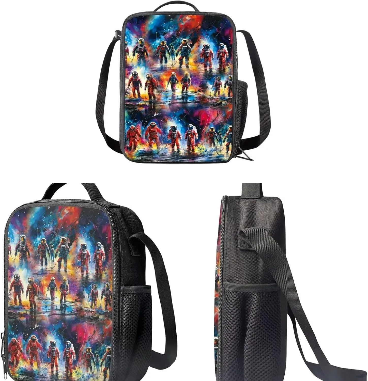 Basketball Print 4pcs Set School Bookbag with Insulated Lunchbox and Pencil Box with Cross-by Shoulder Water Bottle Sleeve, Casual Rucksack Travel Backpack Daypack for School