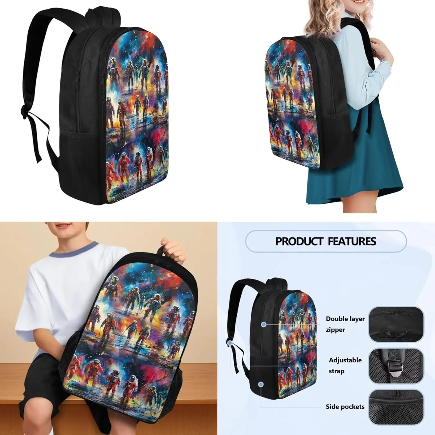 Basketball Print 4pcs Set School Bookbag with Insulated Lunchbox and Pencil Box with Cross-by Shoulder Water Bottle Sleeve, Casual Rucksack Travel Backpack Daypack for School