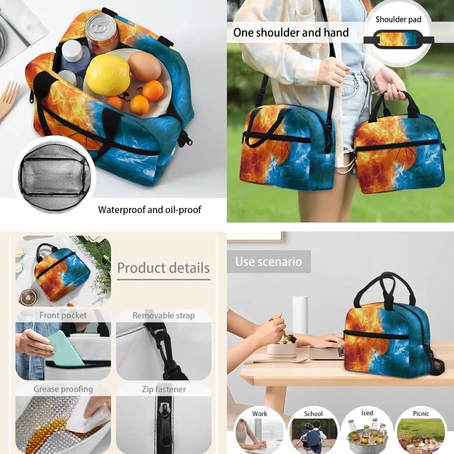 Basketball School Backpack for Boys Girls 17 in Black Boy Sports Backpack Cool Design Casual Daypack with Lunch Bag Pen Case 3 Pcs