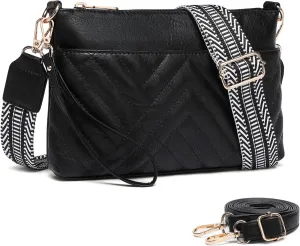 BAVERGE Small Crossbody Bags for Women Leather Wristlet Clutch Mini Purse Wallet with Card Slots 2 Adjustable Shoulder Straps
