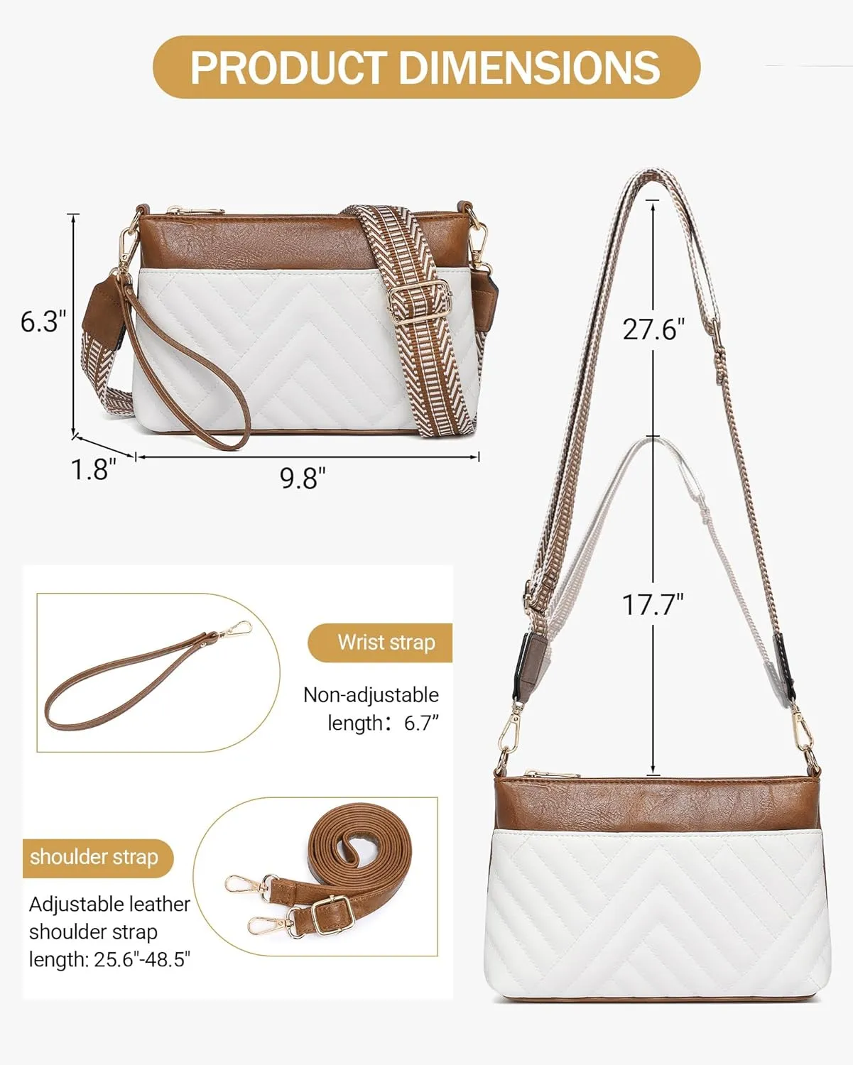 BAVERGE Small Crossbody Bags for Women Leather Wristlet Clutch Mini Purse Wallet with Card Slots 2 Adjustable Shoulder Straps