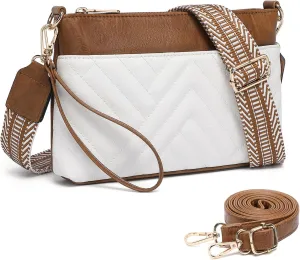 BAVERGE Small Crossbody Bags for Women Leather Wristlet Clutch Mini Purse Wallet with Card Slots 2 Adjustable Shoulder Straps