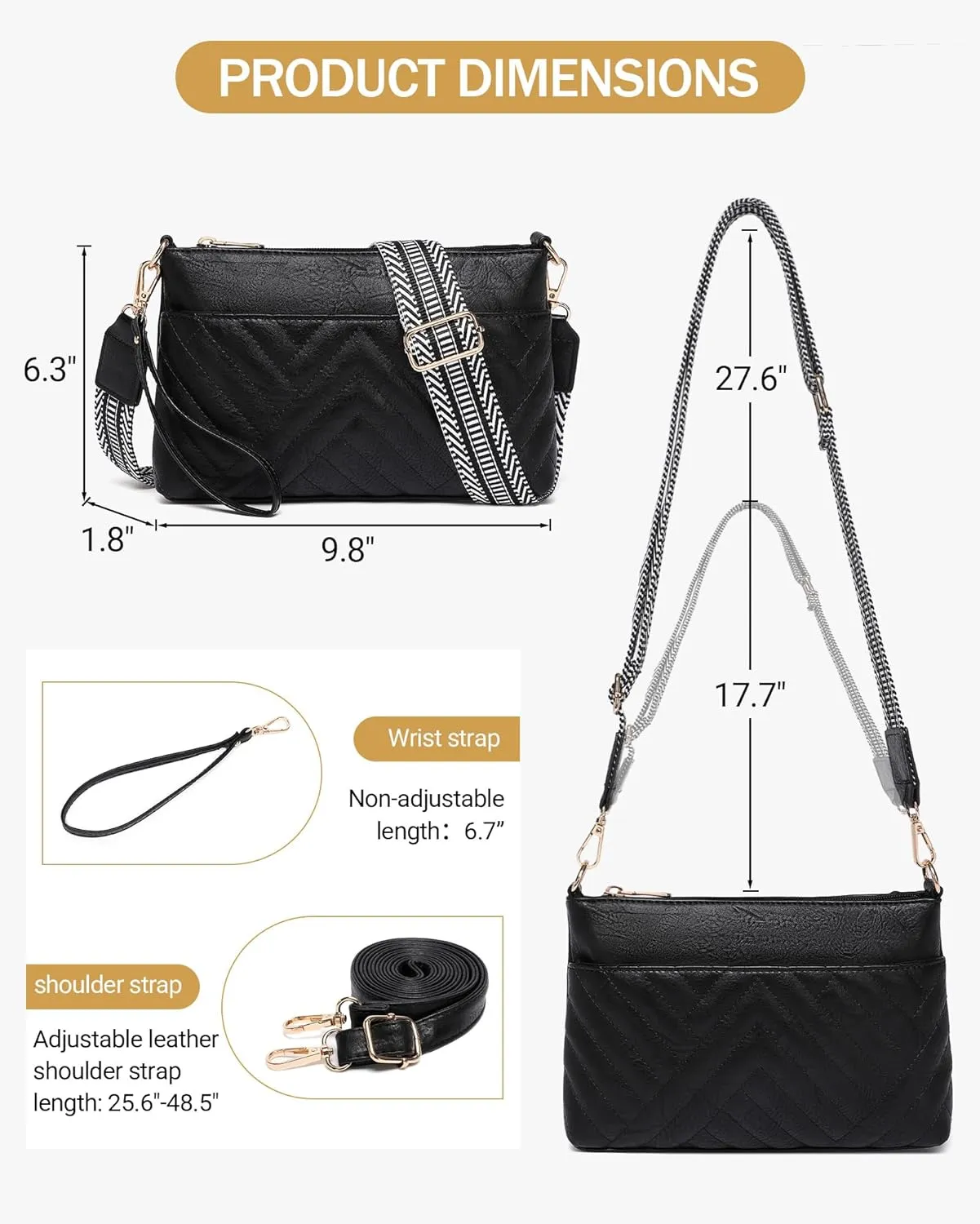 BAVERGE Small Crossbody Bags for Women Leather Wristlet Clutch Mini Purse Wallet with Card Slots 2 Adjustable Shoulder Straps