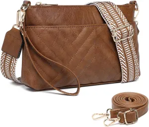 BAVERGE Small Crossbody Bags for Women Leather Wristlet Clutch Mini Purse Wallet with Card Slots 2 Adjustable Shoulder Straps