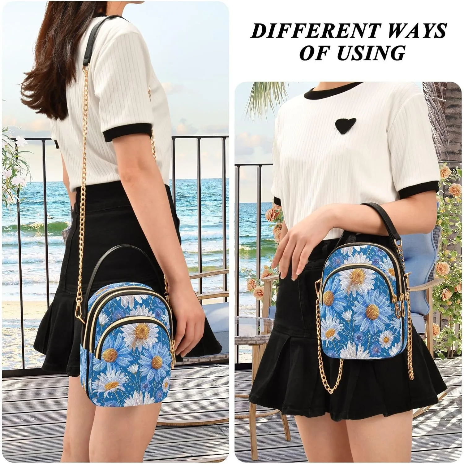 Beautiful Flamingos Shoulder Bags for Women Retro Classic Handbag Purse Small Purses with Chain