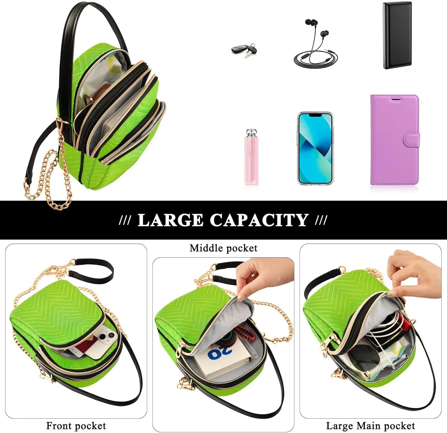 Beautiful Flamingos Shoulder Bags for Women Retro Classic Handbag Purse Small Purses with Chain