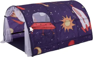 Bed Tent for Children 55.1x39.4x31.5 Inch Up Play Tunnel Space Galaxy Starry Sky Bed Tunnel Portable Kids Tent Indoor with Net Curtain & Carry Bag
