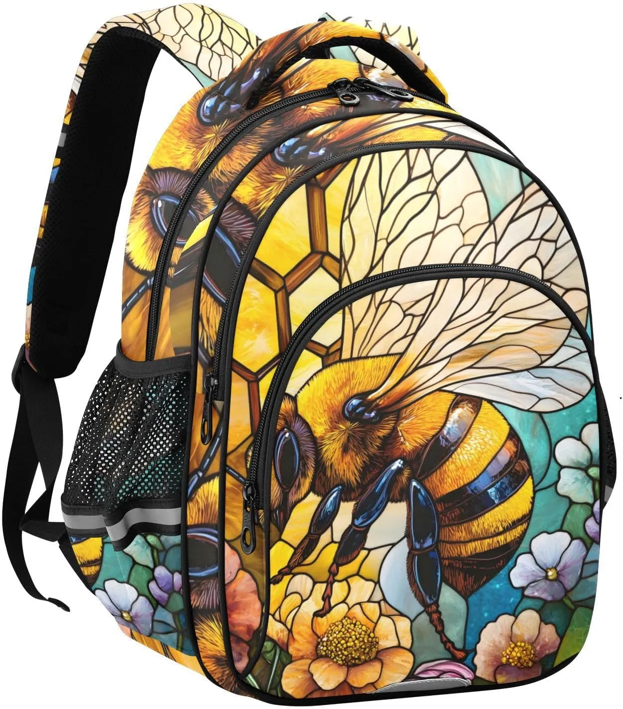 Bees Collecting Nectar for Teens Water Resistant Laptop Bags Travel Daypacks,15.3" H