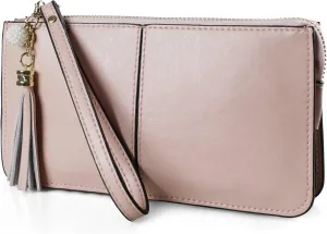befen Genuine Leather Wristlet Clutch for Women Ultra-Slim Ladies Credit Card Holder Wallet Purses with RFID Protection