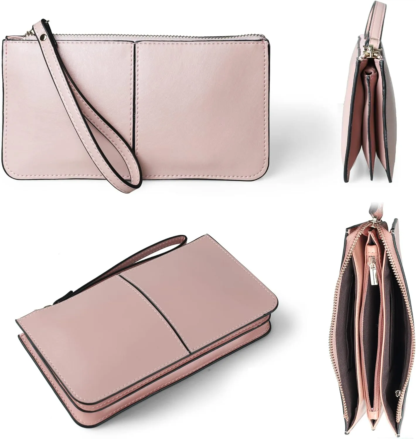 befen Genuine Leather Wristlet Clutch for Women Ultra-Slim Ladies Credit Card Holder Wallet Purses with RFID Protection