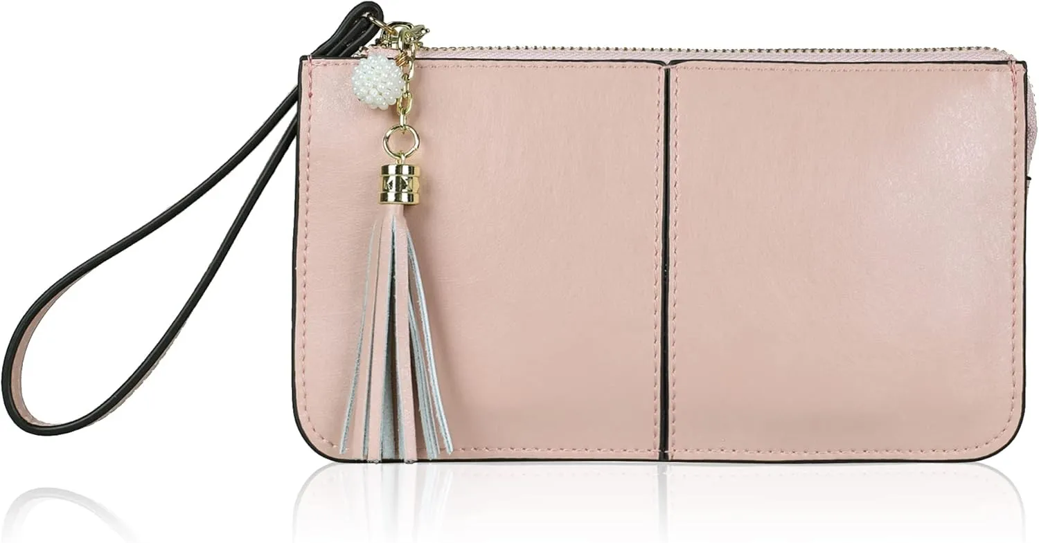 befen Genuine Leather Wristlet Clutch for Women Ultra-Slim Ladies Credit Card Holder Wallet Purses with RFID Protection
