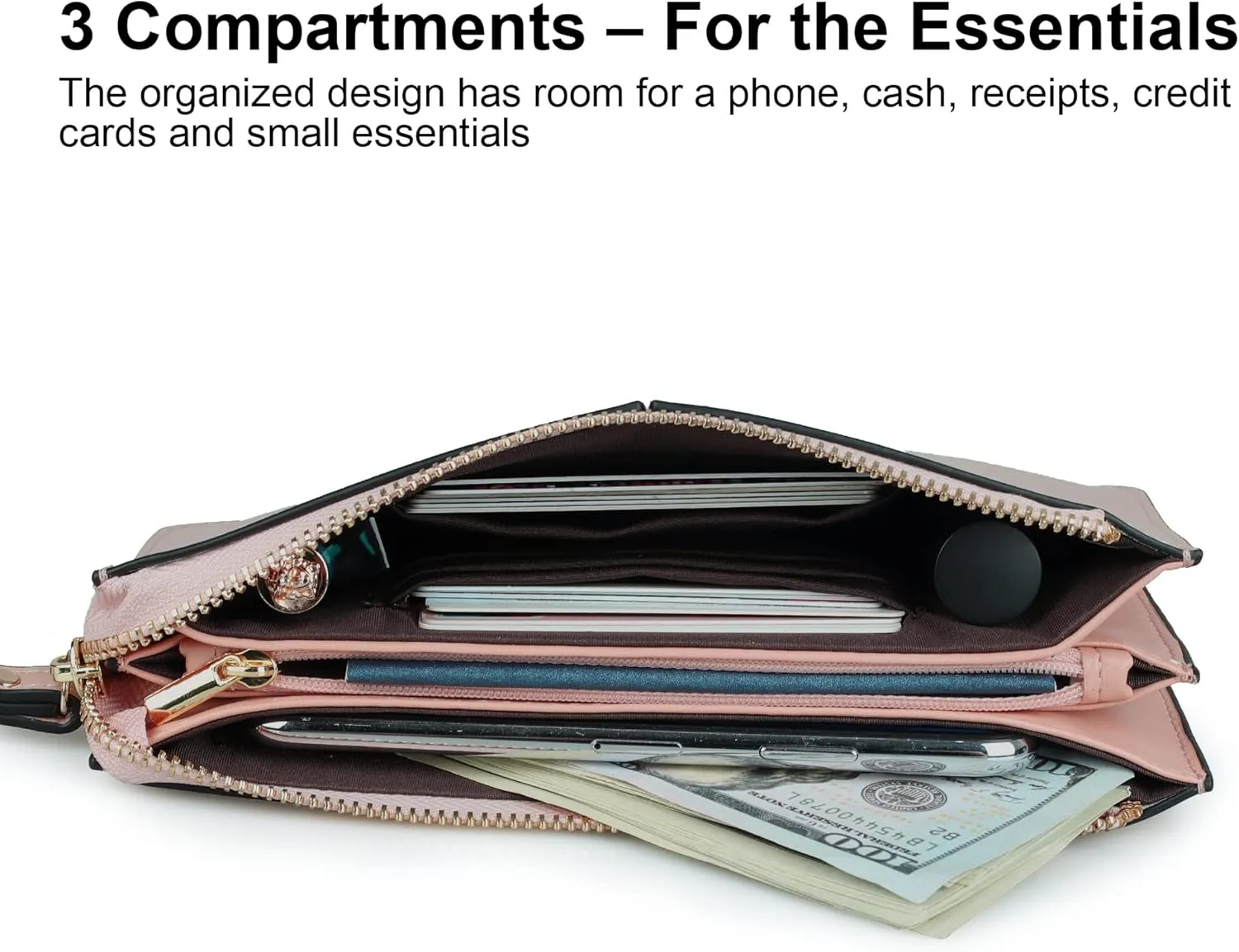 befen Genuine Leather Wristlet Clutch for Women Ultra-Slim Ladies Credit Card Holder Wallet Purses with RFID Protection