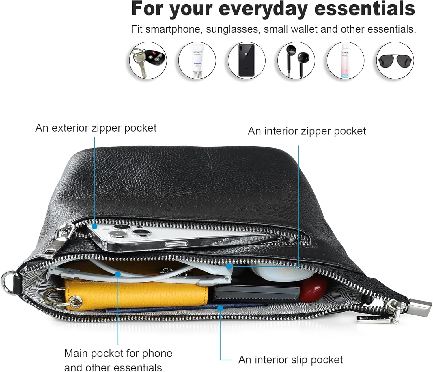 befen Genuine Leather Wristlet Clutch Wallet Purses Small Crossbody Bags for Women with RFID Blocking Card Slots