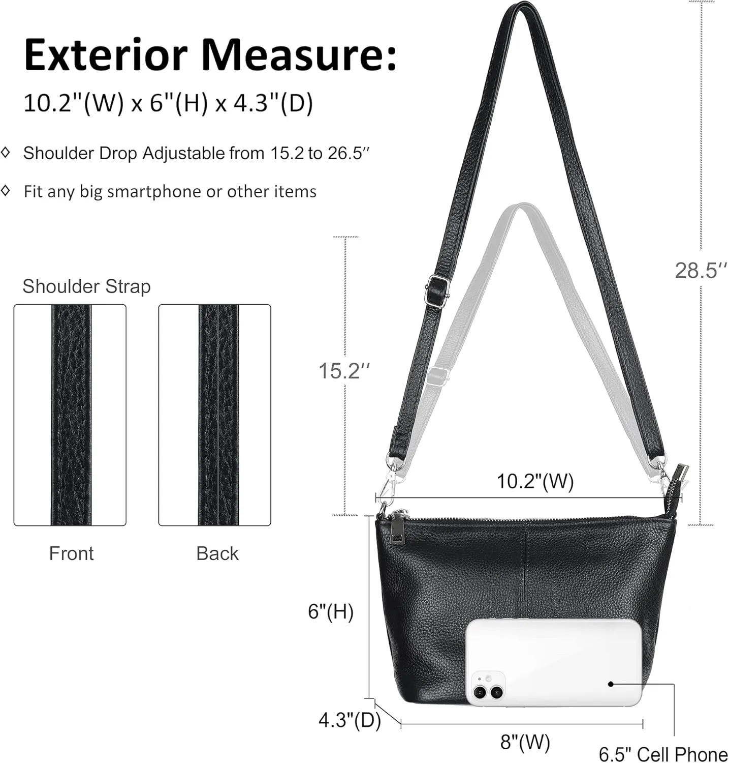 befen Genuine Leather Wristlet Clutch Wallet Purses Small Crossbody Bags for Women with RFID Blocking Card Slots