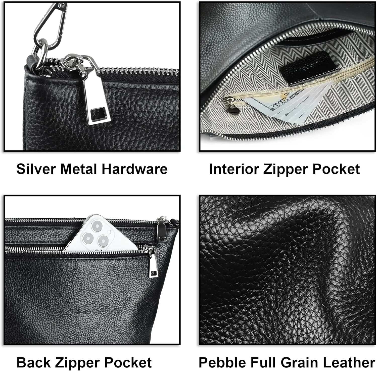 befen Genuine Leather Wristlet Clutch Wallet Purses Small Crossbody Bags for Women with RFID Blocking Card Slots