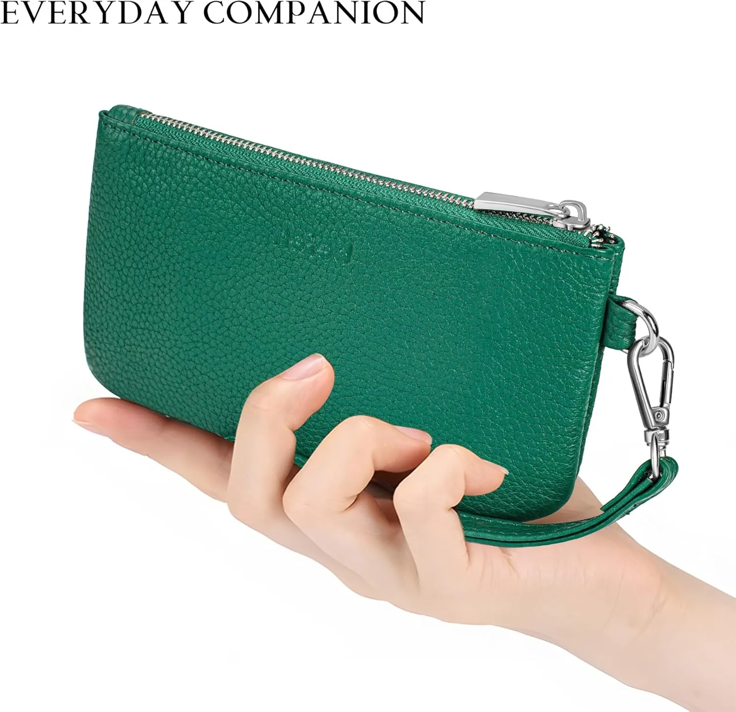 befen Genuine Leather Wristlet Coin Purse, Small Italian Leather Zipper Wallet Pouch for Women 6.75 x 3.75
