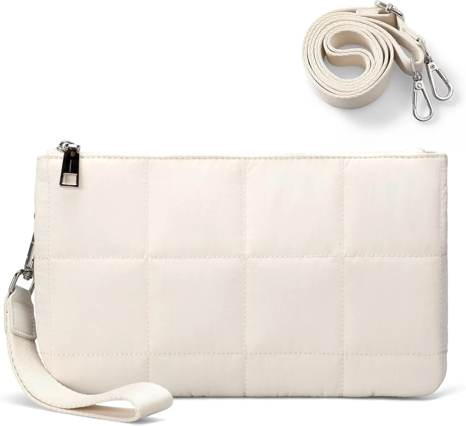 befen Puffer Crossbody Wristlet for Women, RFID Wristlet Wallet Purse with 2 Strap, Lightweight Shoulder Bag for Travel