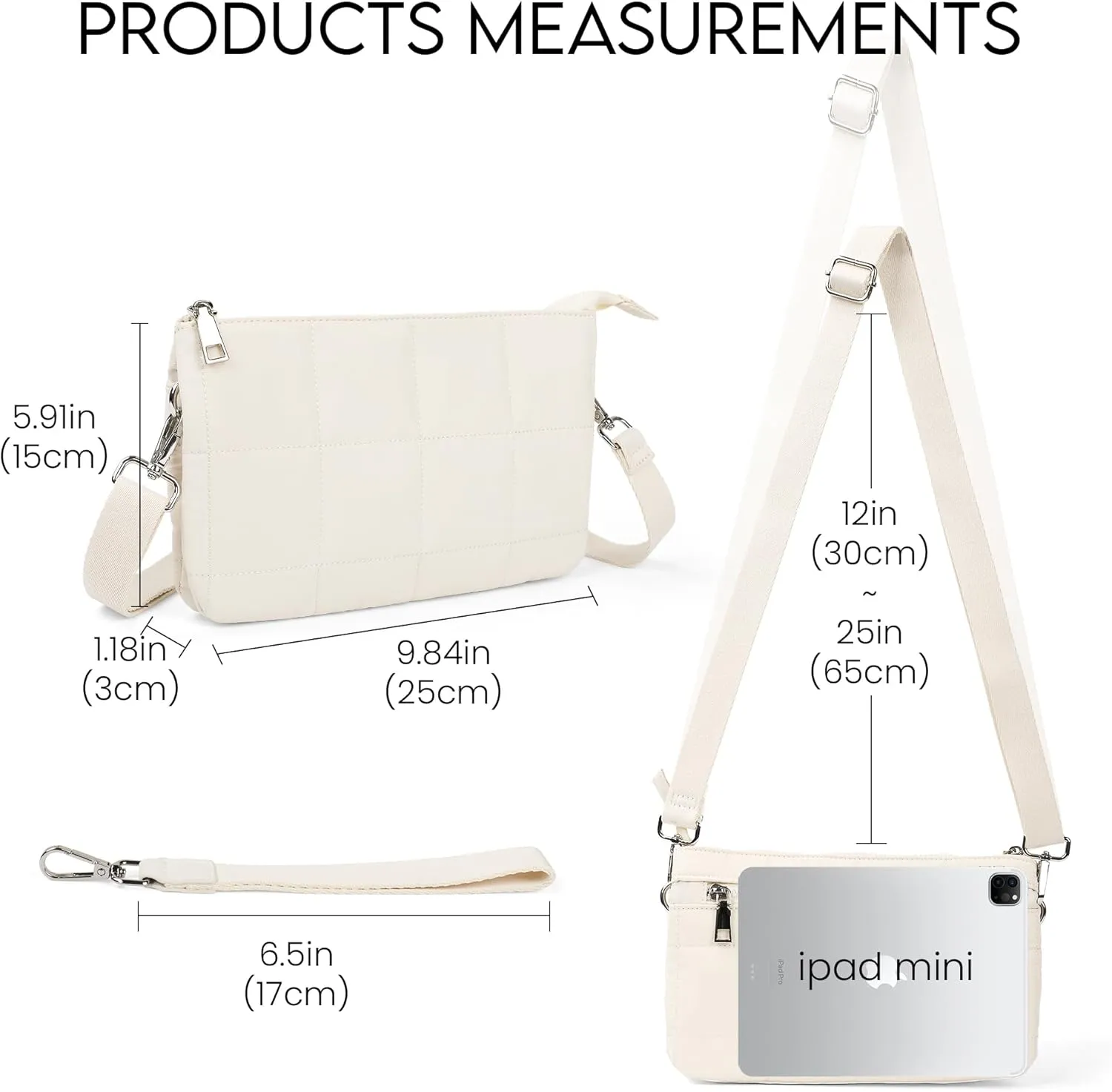 befen Puffer Crossbody Wristlet for Women, RFID Wristlet Wallet Purse with 2 Strap, Lightweight Shoulder Bag for Travel