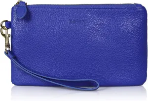 befen Women's Genuine Italian Leather Wristlet Clutch Wallet Purse, Gold Zipper
